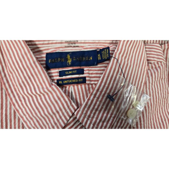 Ralph Lauren Red/White Striped Button Up Seersucker Shirt - Picture 8 of 12